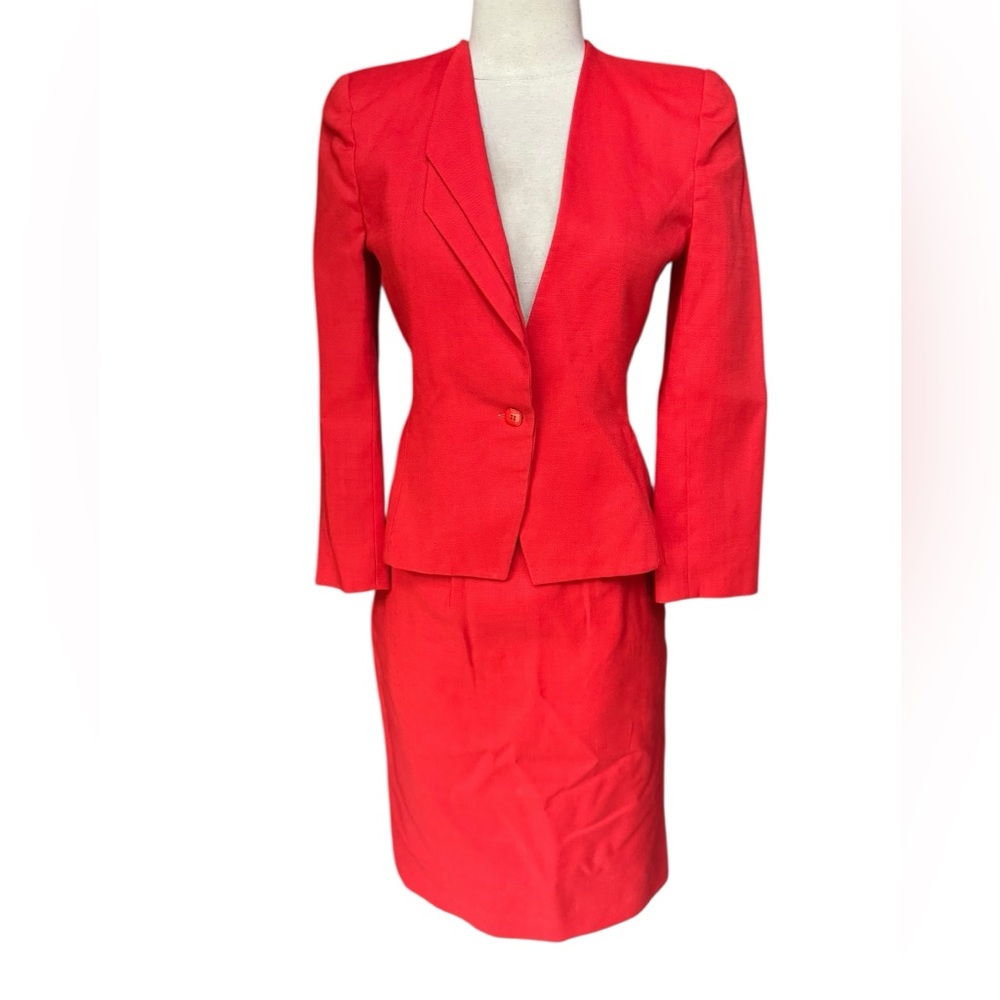 1980s Lillie Rubin‎ 100% Linen Lined Skirt Set Suit